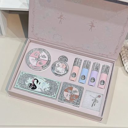 Set de Maquillaje Ballet Rosa NICEKEY – Labiales, Blush, Polvos, Sombras y Collar
