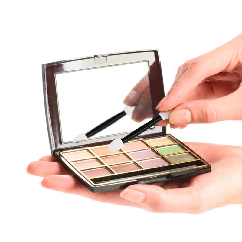 Set de 120 Aplicadores de Sombra Desechables con Estuche – Doble Punta para Maquillaje Profesional