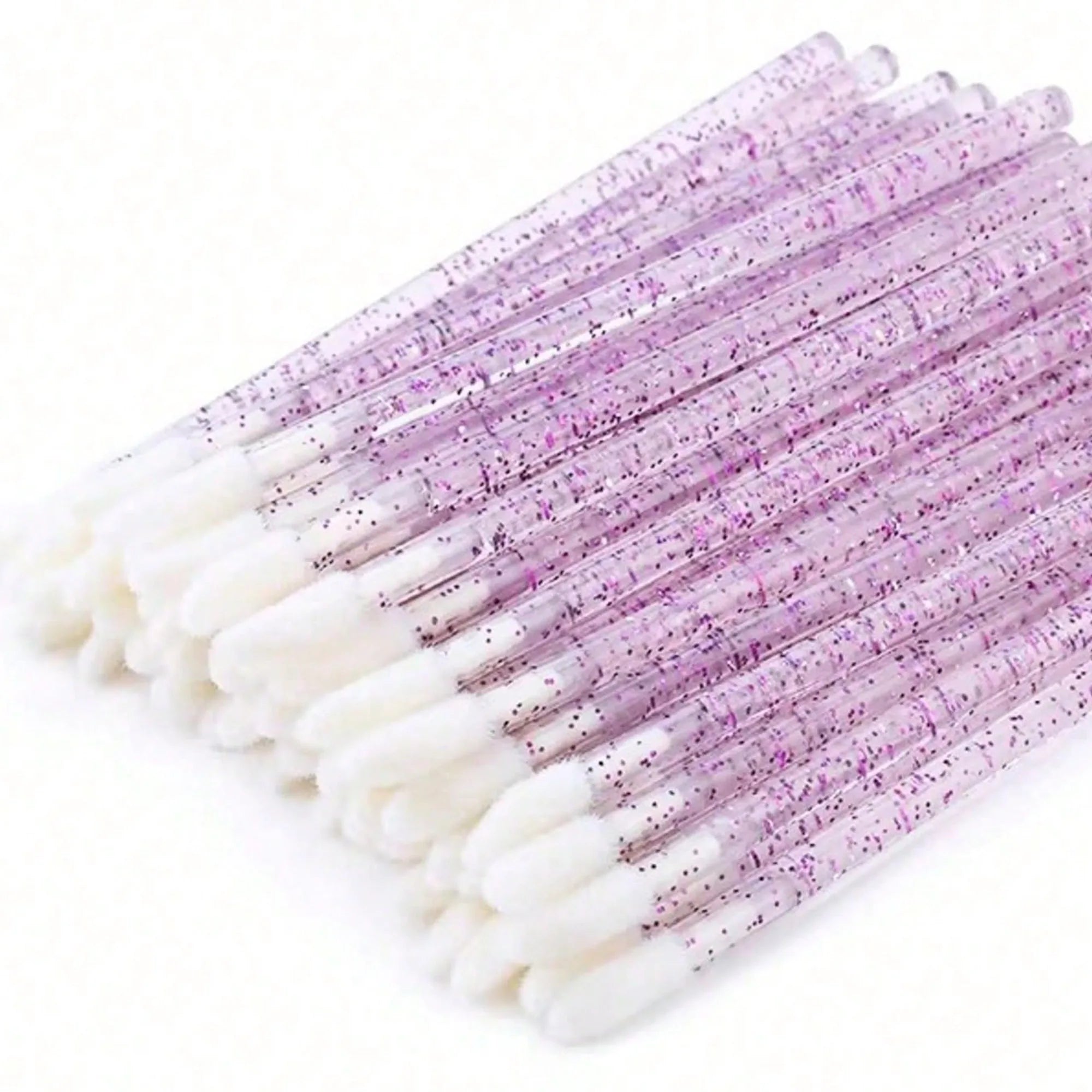 50-Pack Disposable Eyelash and Eyebrow Brushes with Crystal Handle (Makeup Spoolies)