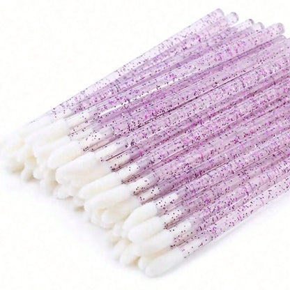 50-Pack Disposable Eyelash and Eyebrow Brushes with Crystal Handle (Makeup Spoolies)