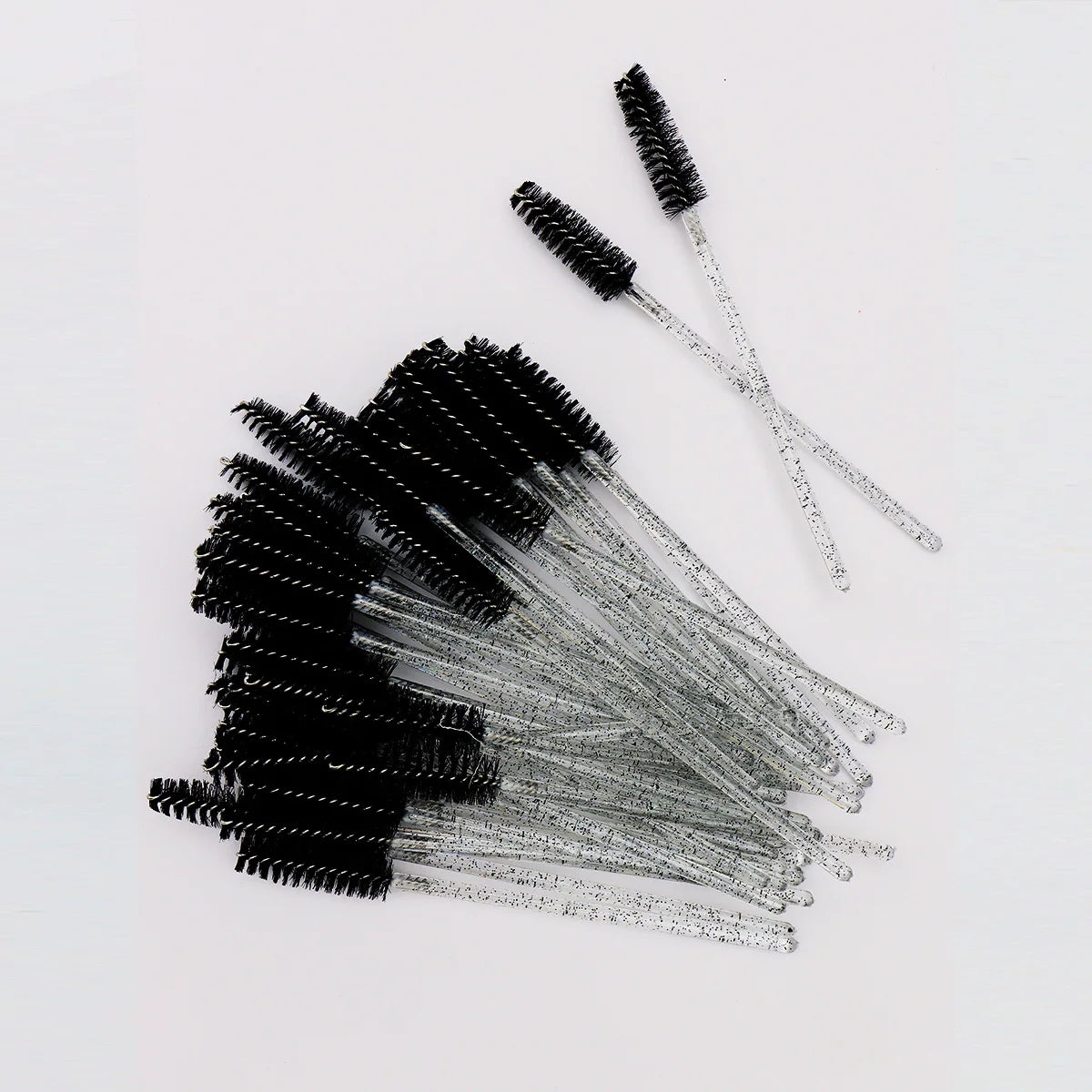 50-Pack Disposable Eyelash and Eyebrow Brushes with Crystal Handle (Makeup Spoolies)