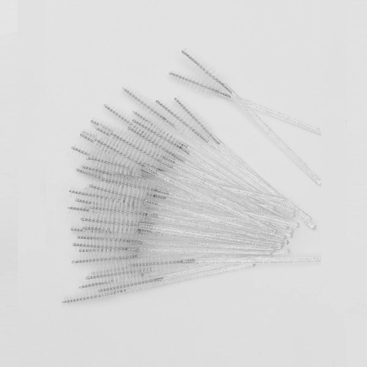 50-Pack Disposable Eyelash and Eyebrow Brushes with Crystal Handle (Makeup Spoolies)