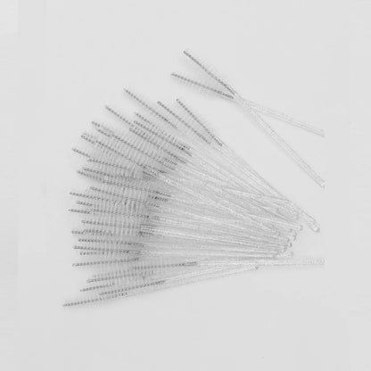 50-Pack Disposable Eyelash and Eyebrow Brushes with Crystal Handle (Makeup Spoolies)