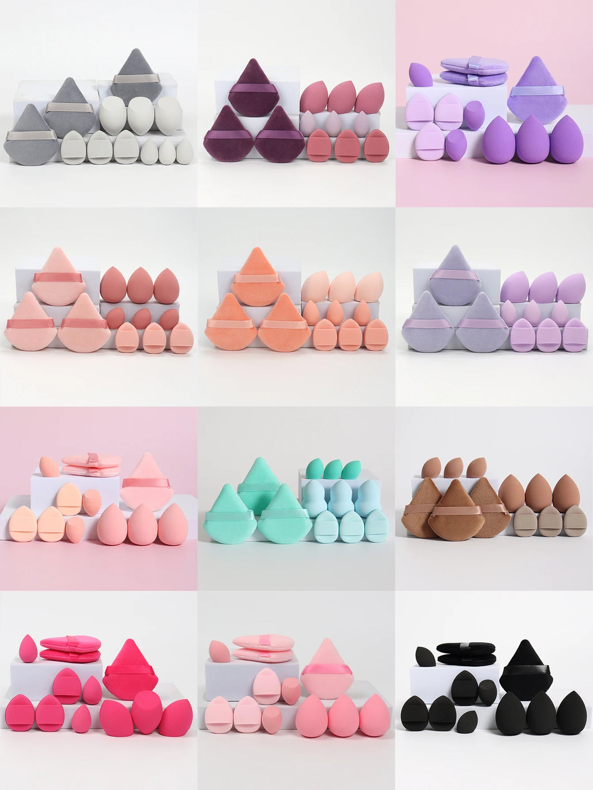 Set de 12 esponjas y borlas de maquillaje