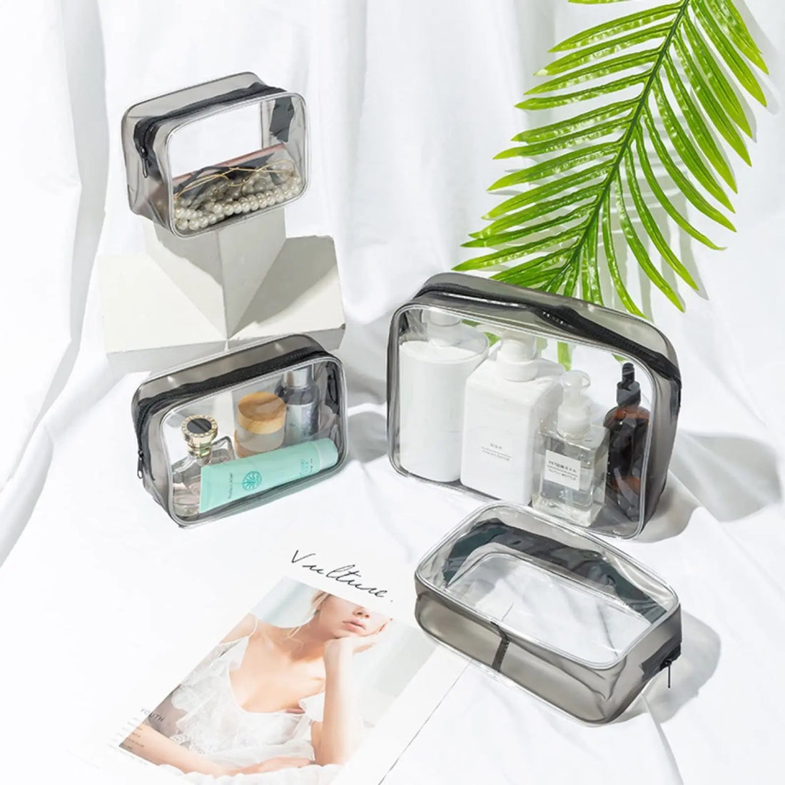 Clear Makeup Bag, Portable Waterproof Organizer for Cosmetics and Toiletries