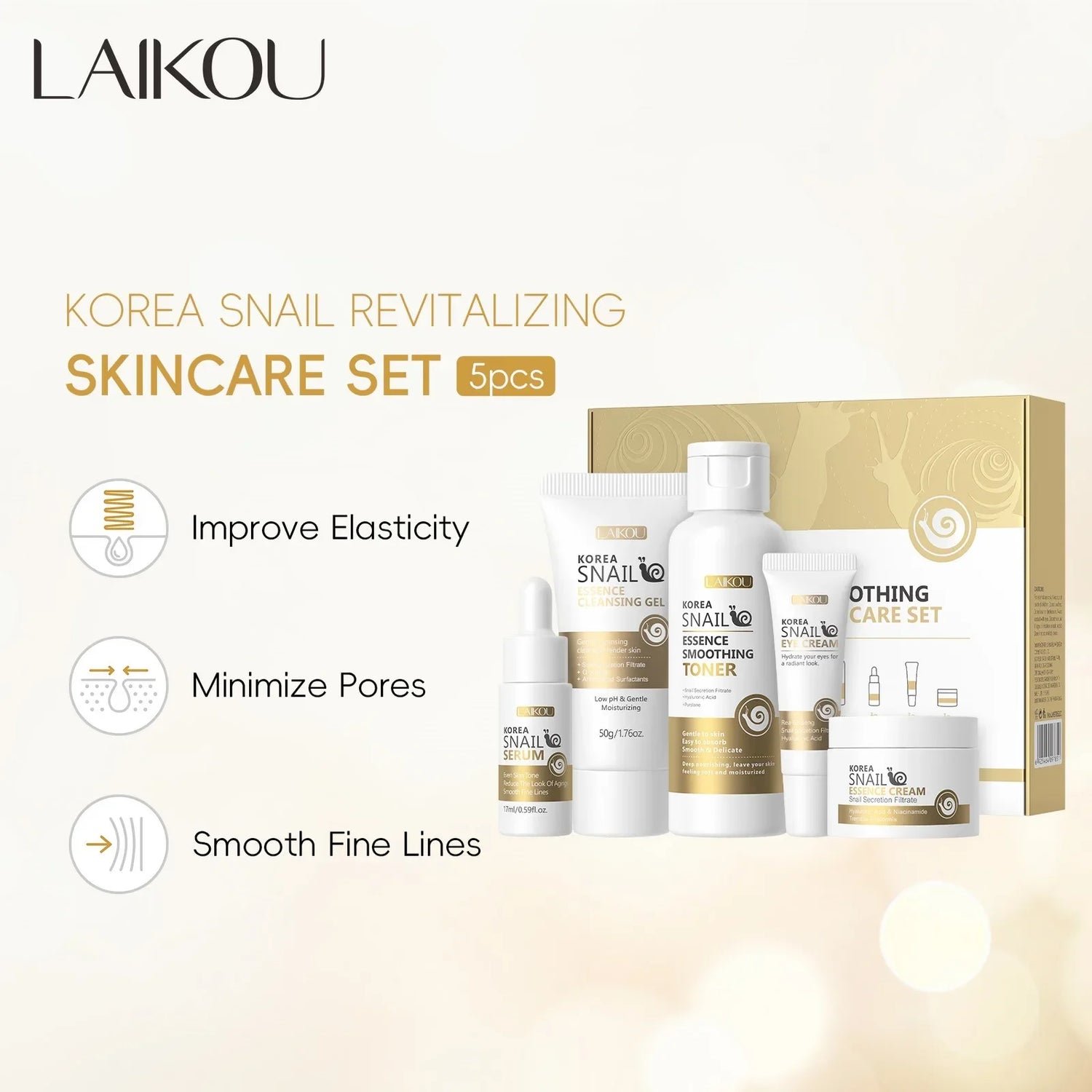 Set de Skincare Revitalizante de Baba de Caracol – 5 Piezas Antiedad