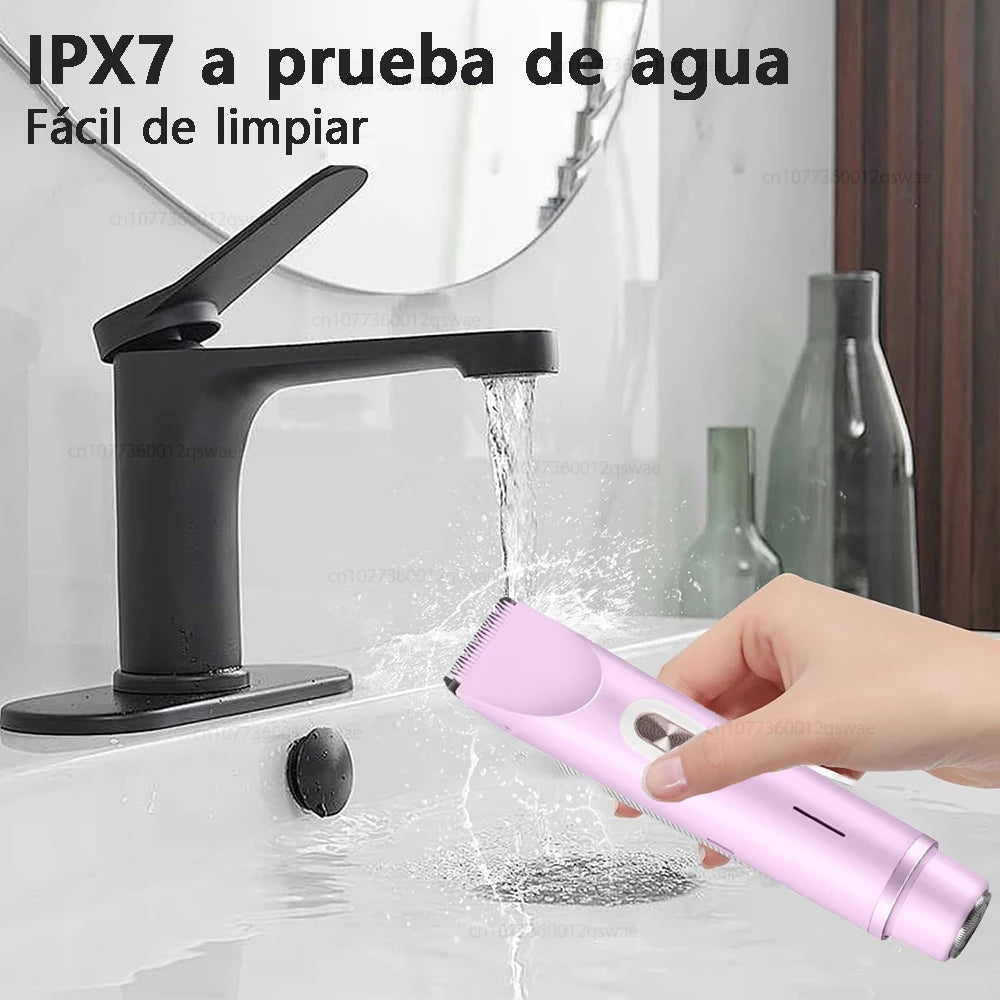 Maquinilla Eléctrica 2 en 1 para Mujer, Afeitadora Corporal y Recortadora de Zonas Íntimas Impermeable