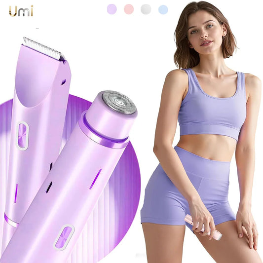 Maquinilla Eléctrica 2 en 1 para Mujer, Afeitadora Corporal y Recortadora de Zonas Íntimas Impermeable