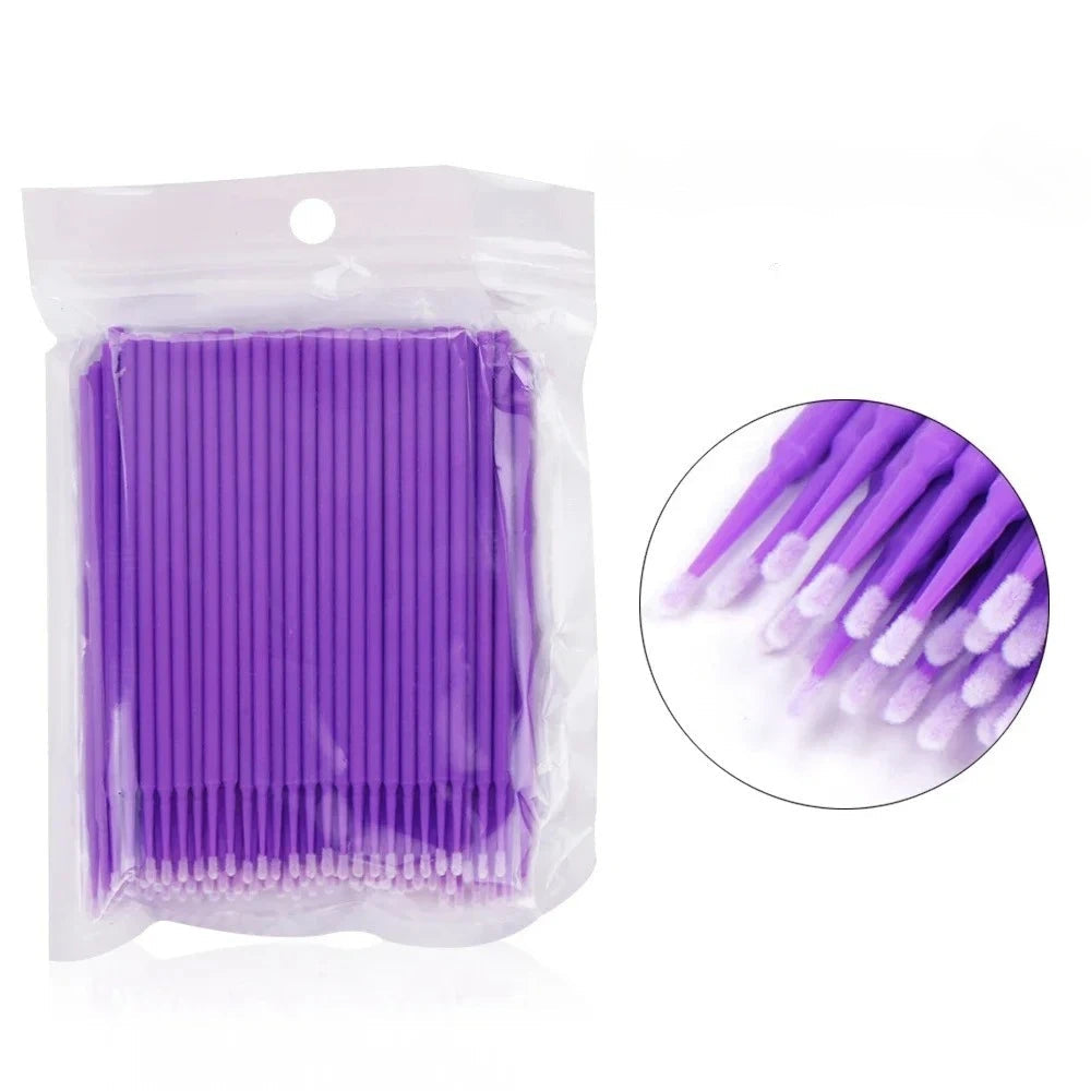 Pack de 100 Mini Bastoncillos de Algodón de Precisión (Microhisopos Ideales para Aplicación de Adhesivo de Pestañas y Maquillaje)