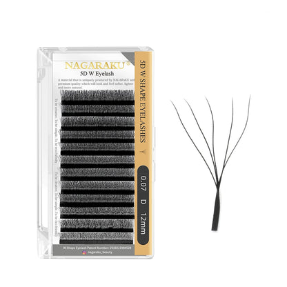 Extensiones de Pestañas en Forma de W NAGARAKU (Abanicos Premoldeados 3D, 4D, 5D, 6D de Crecimiento Automático y Alta Calidad)