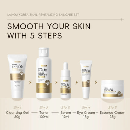 Set de Skincare Revitalizante de Baba de Caracol – 5 Piezas Antiedad