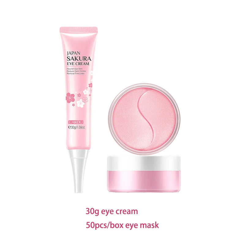 Kit de Skincare Coreano Sakura LAIKOU – Set Facial Completo con Máscara de Ojos y Labios