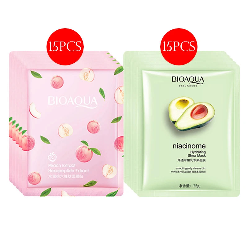 Set de 30 Máscaras Faciales de Baba de Caracol BIOAQUA – Hidratantes y Antiarrugas