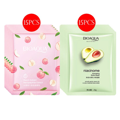 Set de 30 Máscaras Faciales de Baba de Caracol BIOAQUA – Hidratantes y Antiarrugas