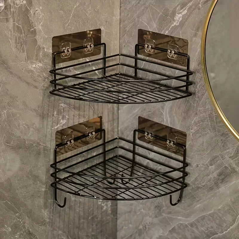 Estantes de Esquina Metálicos de Pared – Pack de 2 | Almacenamiento para Baño y Cocina