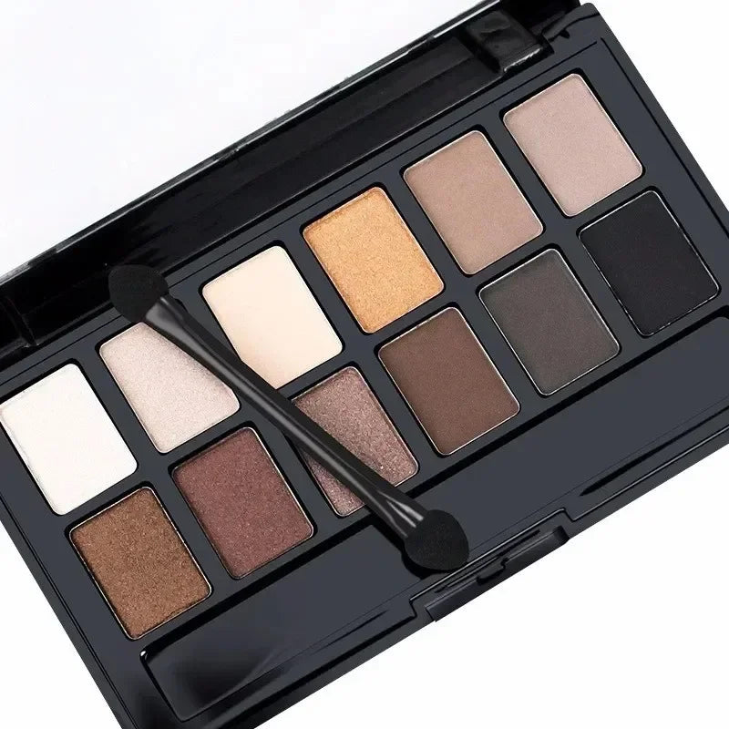 12-Color Professional Eyeshadow Palette, Natural Matte and Shimmer Tones for Eye Makeup