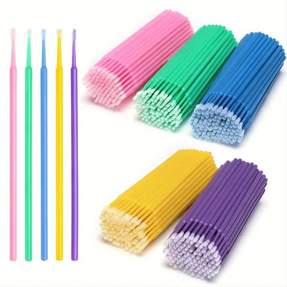 Pack de 100 Mini Bastoncillos de Algodón de Precisión (Microhisopos Ideales para Aplicación de Adhesivo de Pestañas y Maquillaje)