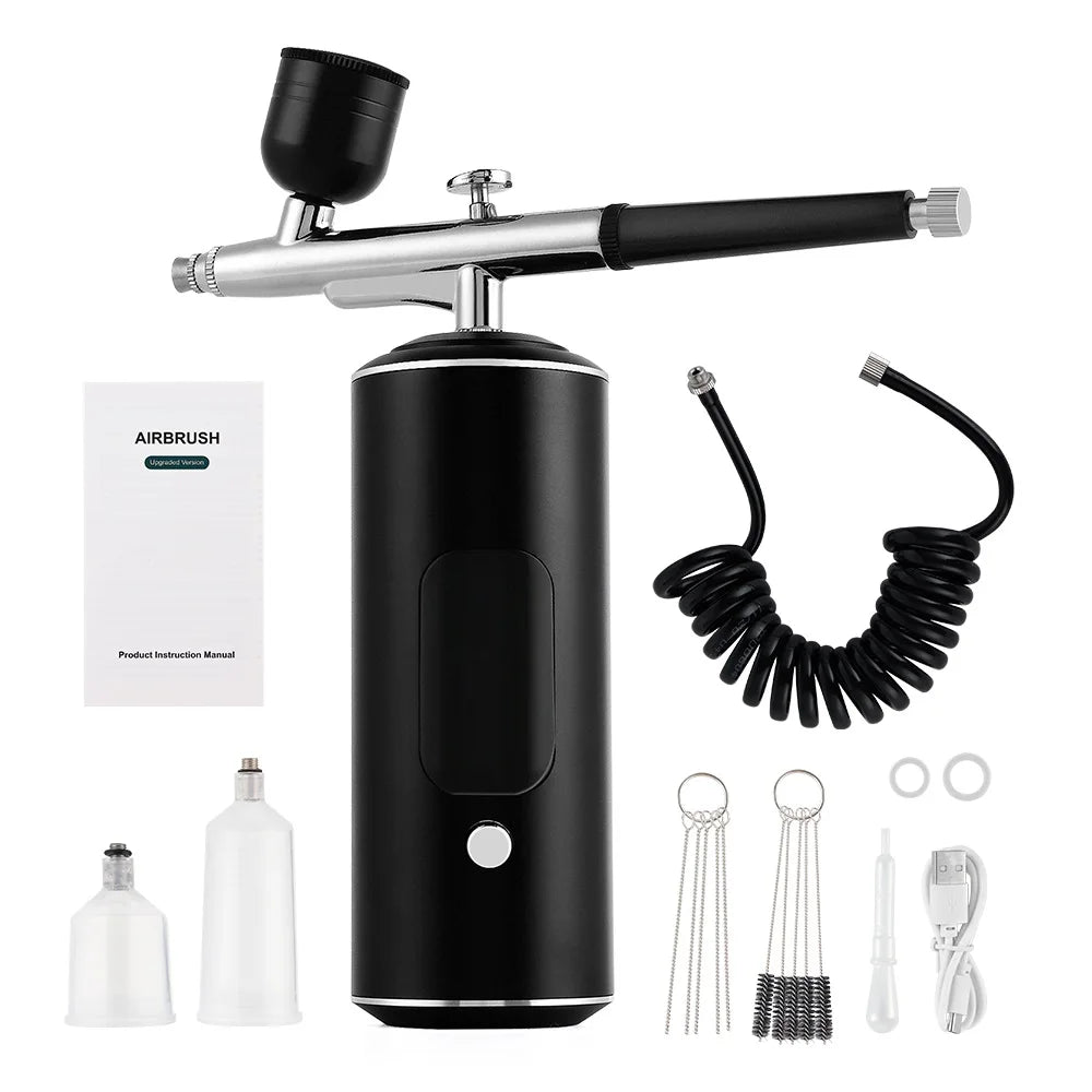 Kit de Aerografía Recargable Inalámbrico con Compresor – Maquillaje, Uñas, Tartas y Cabello
