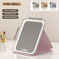 Espejo de maquillaje LED plegable con 3 tonos de luz