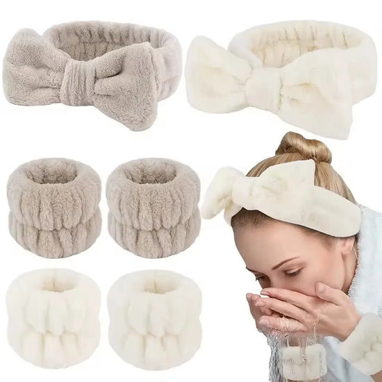 Set spa de diadema y muñequeras de microfibra