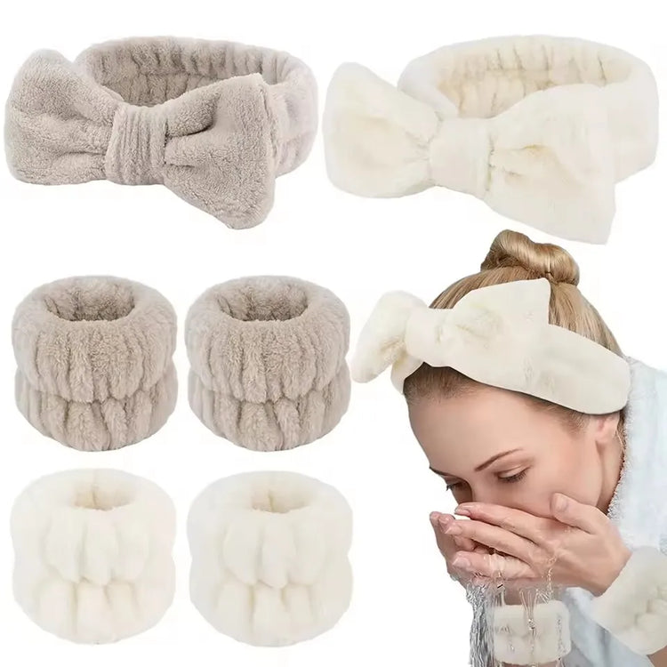 Set spa de diadema y muñequeras de microfibra