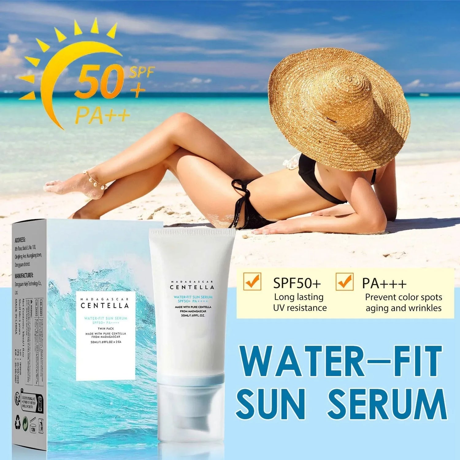 Protector Solar Facial SPF50+ – Larga Duración, Hidratante y Aclarante | Skincare Coreano