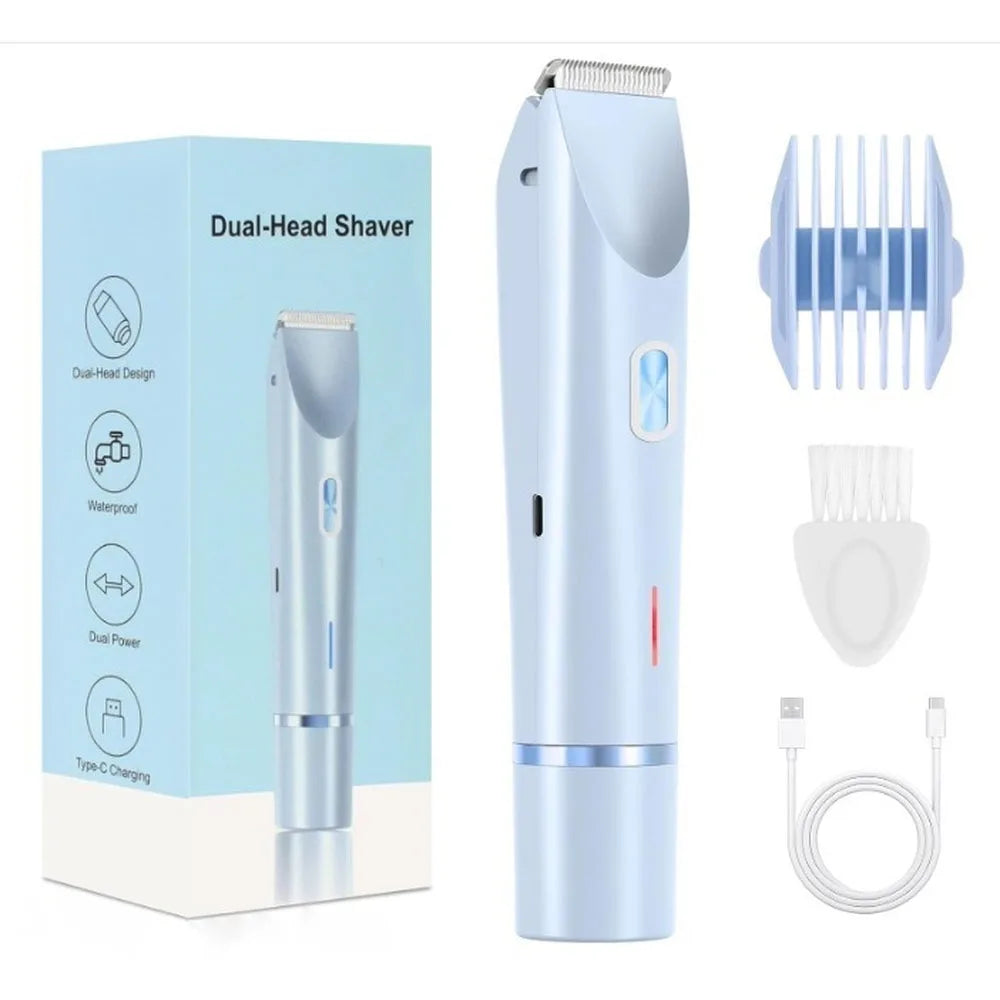 Maquinilla Eléctrica 2 en 1 para Mujer, Afeitadora Corporal y Recortadora de Zonas Íntimas Impermeable