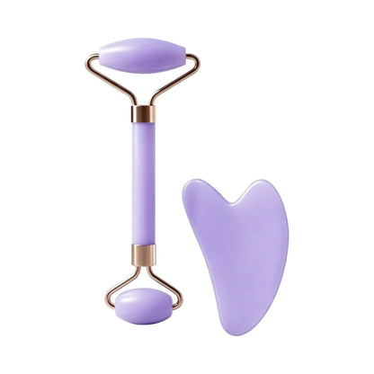 Kit de masaje facial: rodillo doble y gua sha de corazón