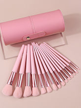 Set de 15 brochas de maquillaje rosas con bote
