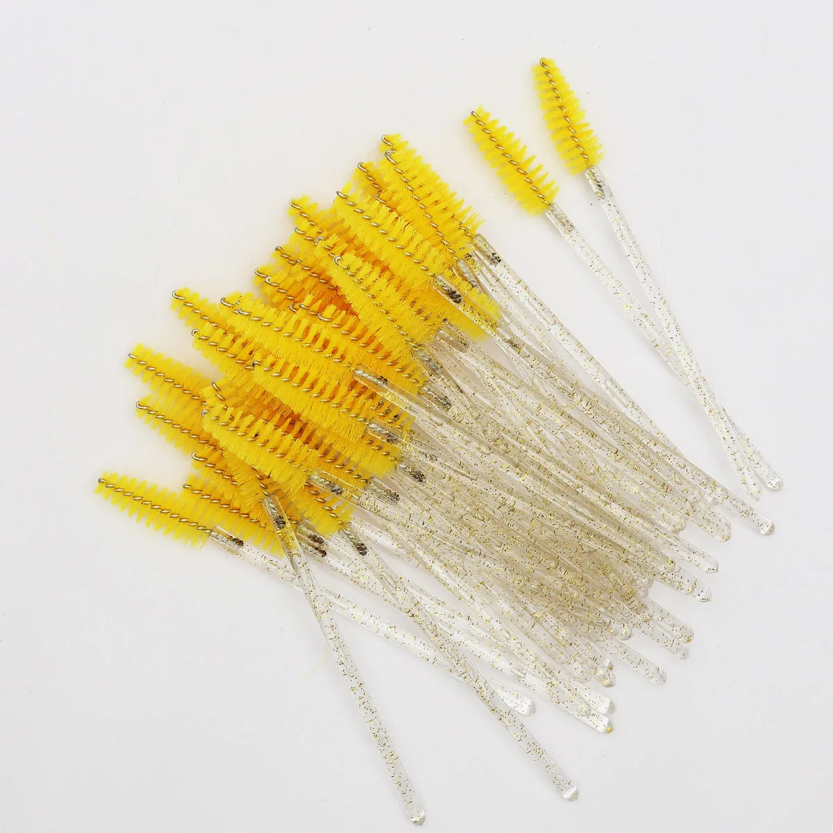 50-Pack Disposable Eyelash and Eyebrow Brushes with Crystal Handle (Makeup Spoolies)
