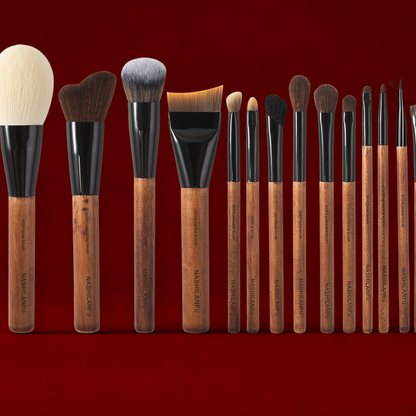 Set de 14 Brochas de Maquillaje con Mango de Madera