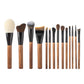 Set de 14 Brochas de Maquillaje con Mango de Madera